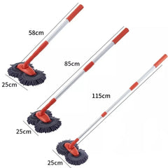 Microfiber Mop Wash Kit Telescopic Car Cleaning Brush With 4 Replacent Header - Show Gadgets