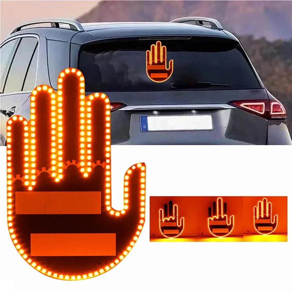 Funny New LED Illuminated Gesture Light Car Finger Light With Remote Road Rage Signs Middle Finger Gesture Light Hand Lamp - Show Gadgets