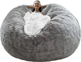 Bean Bag Chair Coverit Was Only A Cover, Not A Full Bean Bag Chair Cushion, Big Round Soft Fluffy PV Velvet Sofa Bed Cover, Living Room Furniture, Lazy Sofa Bed Cover,6ft Light Grey - Show Gadgets