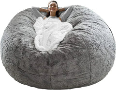 Bean Bag Chair Coverit Was Only A Cover, Not A Full Bean Bag Chair Cushion, Big Round Soft Fluffy PV Velvet Sofa Bed Cover, Living Room Furniture, Lazy Sofa Bed Cover,6ft Light Grey - Show Gadgets