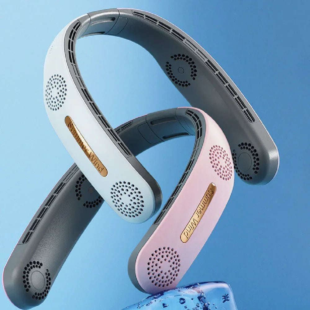 Lazy Mute Outdoor Sports USB Folding Leafless Hanging Neck Electric Fan - Show Gadgets