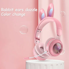 Rabbit Ear Headphones Wireless Luminous Extendable Wheat Headphones - Show Gadgets