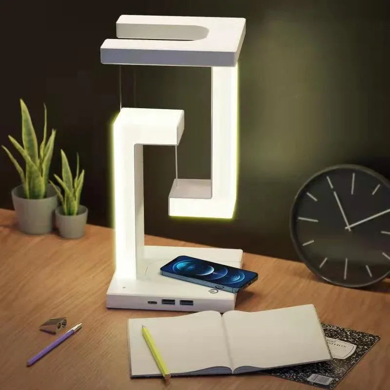 Creative Smartphone Wireless Charging Suspension Table Lamp Balance Lamp Floating For Home Bedroom - Show Gadgets