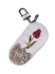 Car Key Case With Diamonds And Roses Cute Female Creative Personality Fashion Car Key Protection Cover - Show Gadgets