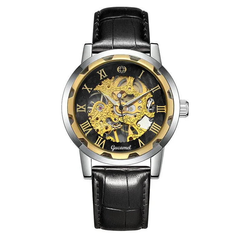 Steel Strip Hollow Gold Manual Mechanical Watch - Show Gadgets