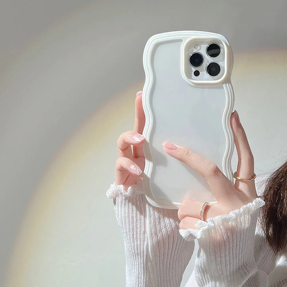 Wave Border Mobile Phone Case Solid Color Simple Candy Color - Show Gadgets