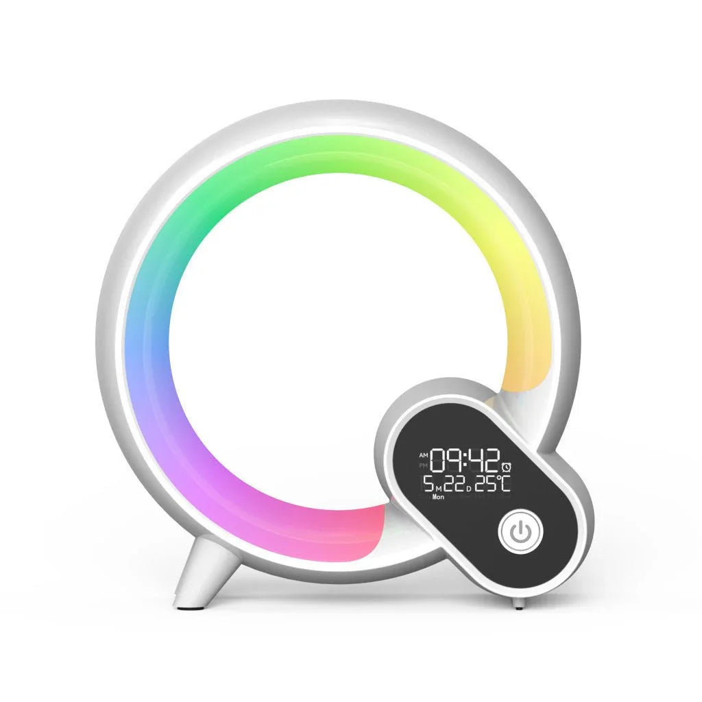 Creative Q Light Analog Sunrise Digital Display Alarm Clock Bluetooth Audio Intelligent Wake - up Q Colorful Atmosphere Light - Show Gadgets