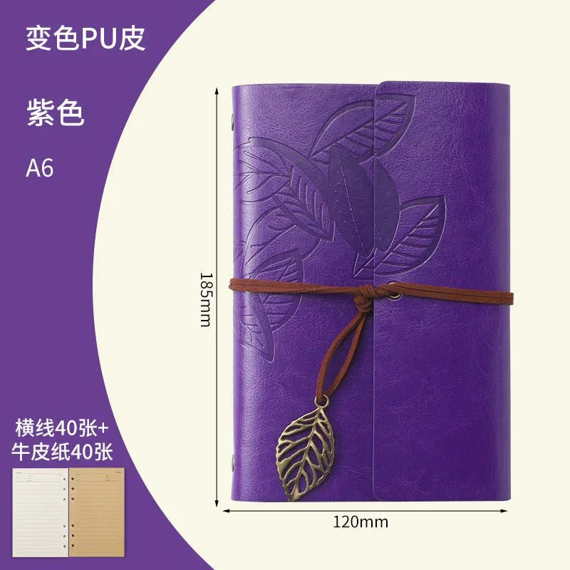 Creative Notebook Stationery One Leaf Zhiqiu Travel Diary Book Loose Leaf Vintage Leaves One Piece - Show Gadgets