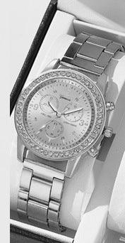 Women's Three - eye Quartz Diamond - embedded Watch - Show Gadgets
