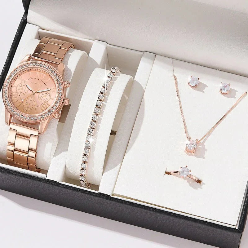 Women's Three - eye Quartz Diamond - embedded Watch - Show Gadgets