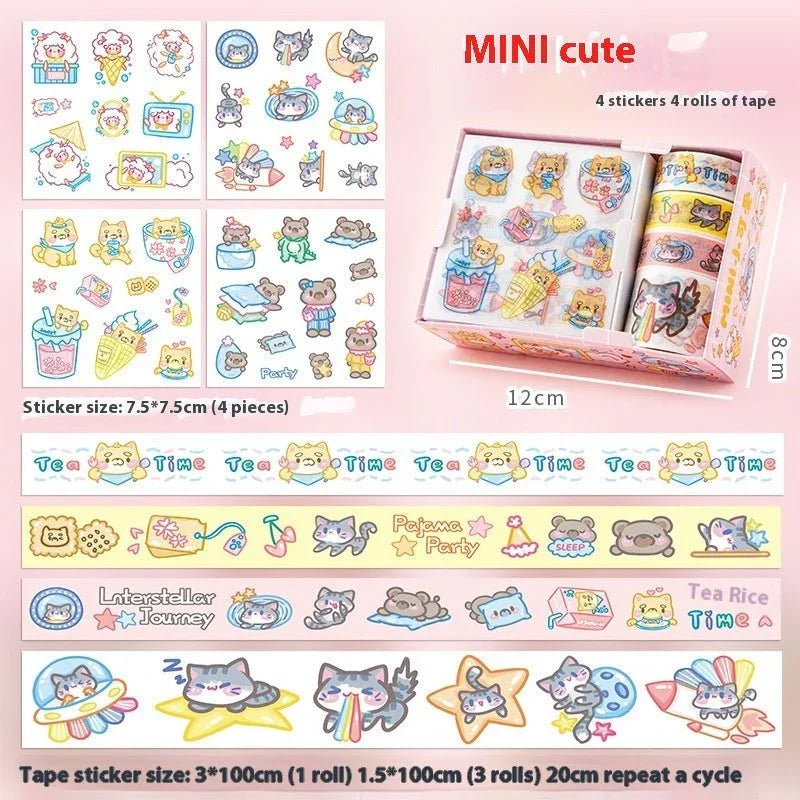Cute Tape Sticker Gift Box Cartoon Stickers Suit Children's Film Sticker - Show Gadgets
