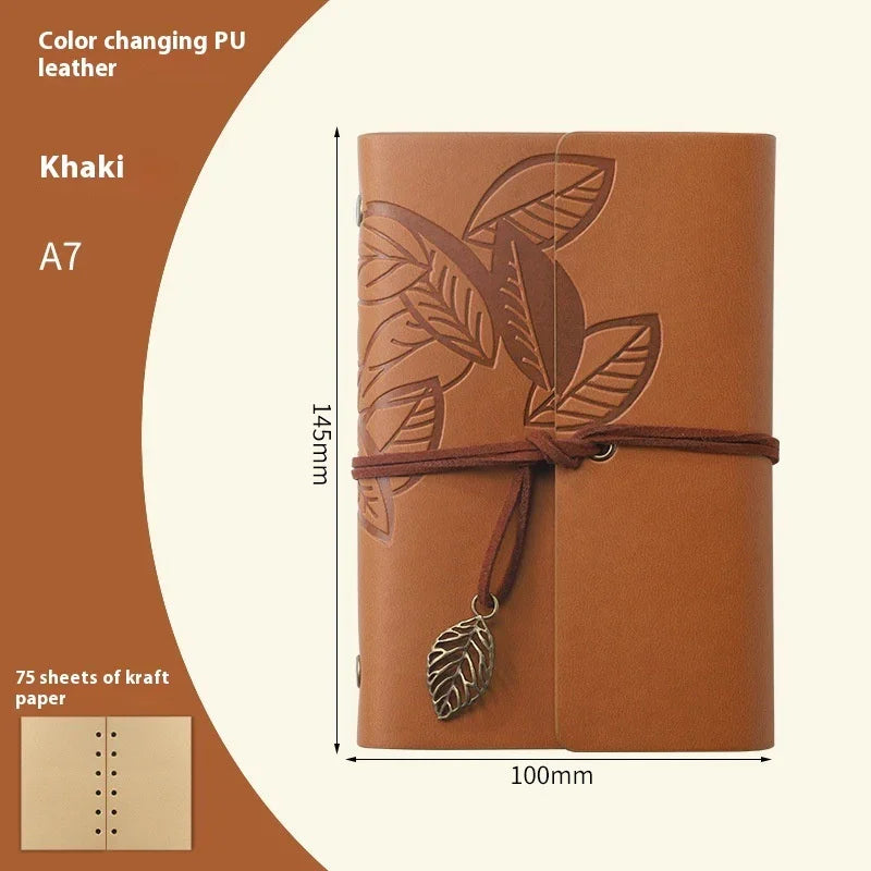Creative Notebook Stationery One Leaf Zhiqiu Travel Diary Book Loose Leaf Vintage Leaves One Piece - Show Gadgets