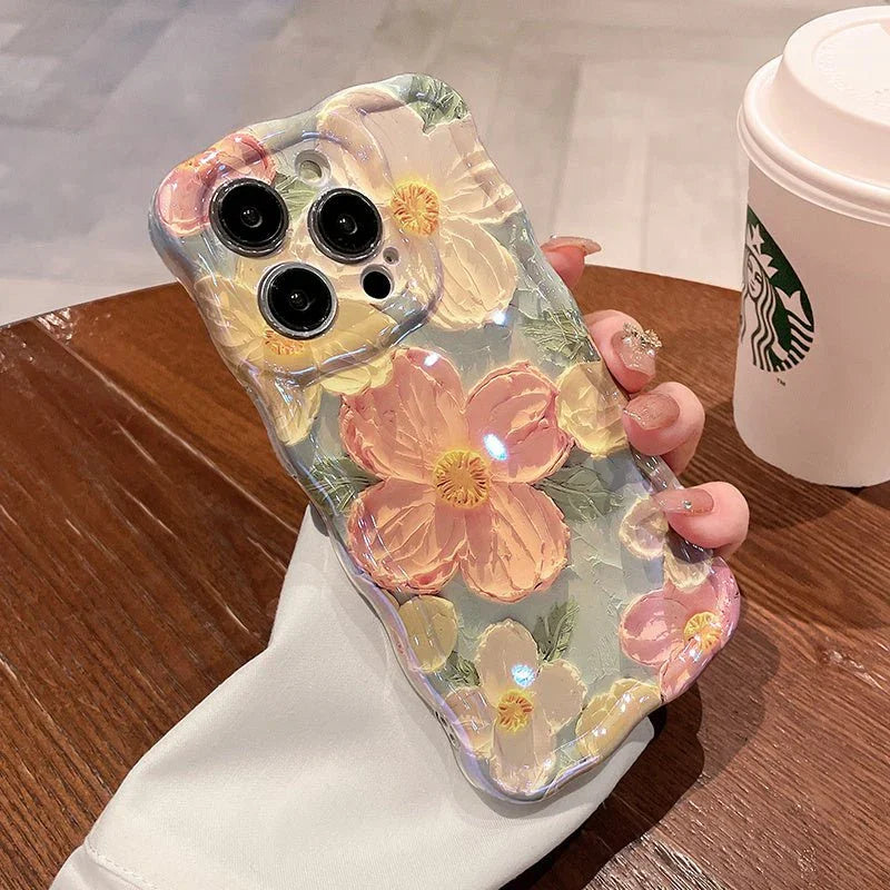 Oil Painting Flower Lanyard Phone Case - Show Gadgets