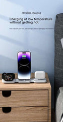 Three-in-one wireless charger in white and black universal design