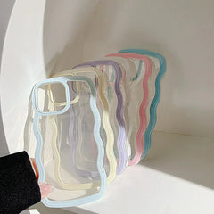 Wave Border Mobile Phone Case Solid Color Simple Candy Color - Show Gadgets