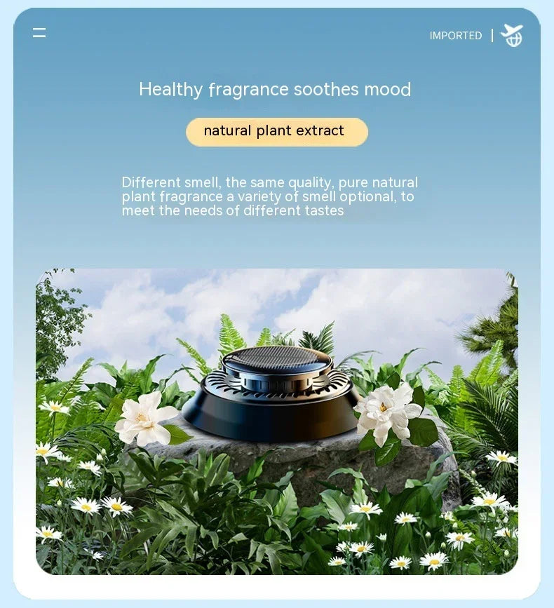 Portable Kinetic Car Air Freshener Solar Powered Double Ring Rotating Air Cleaner Perfume Fragrance Diffuser - Show Gadgets