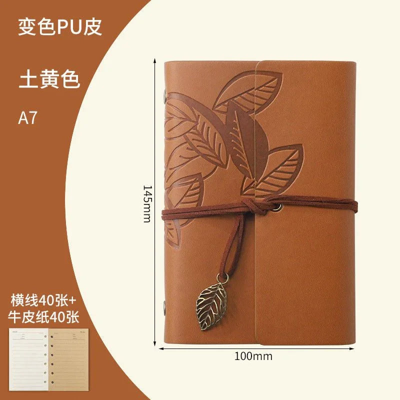 Creative Notebook Stationery One Leaf Zhiqiu Travel Diary Book Loose Leaf Vintage Leaves One Piece - Show Gadgets