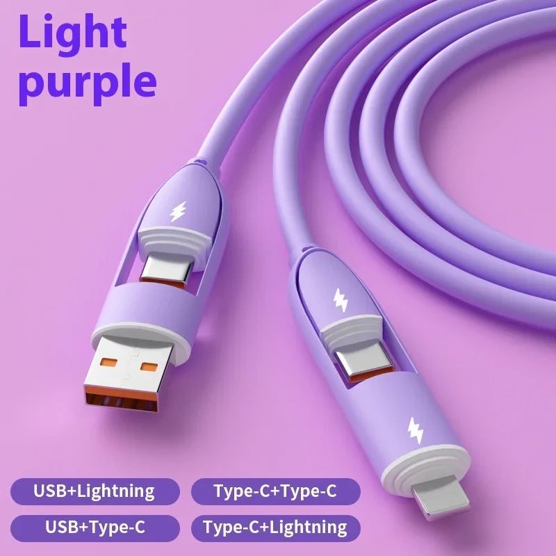 Four-in-one Silicone Fast Charge Data Cable - Show Gadgets