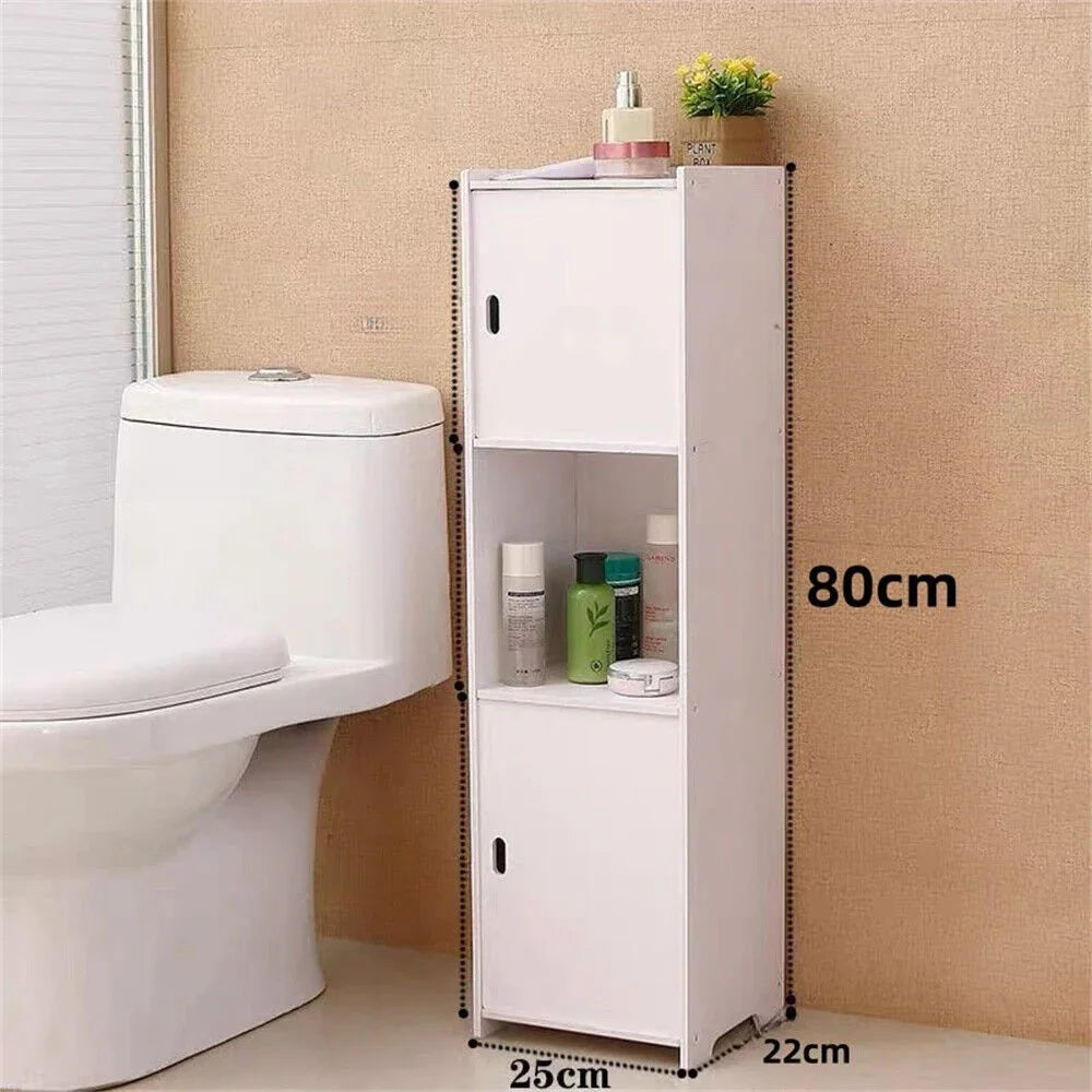 Waterproof Bathroom Storage Cabinet Free Standing Cabinet Organizer Unit White - Show Gadgets
