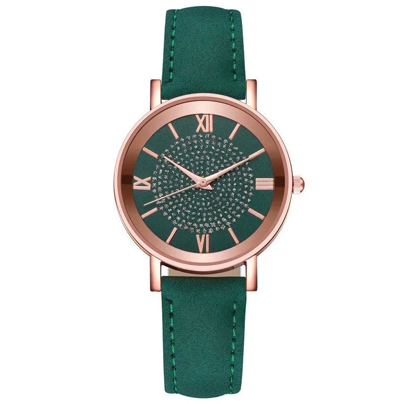 Ladies Fashion Sun Pattern Roman Scale Quartz Watch Watch - Show Gadgets