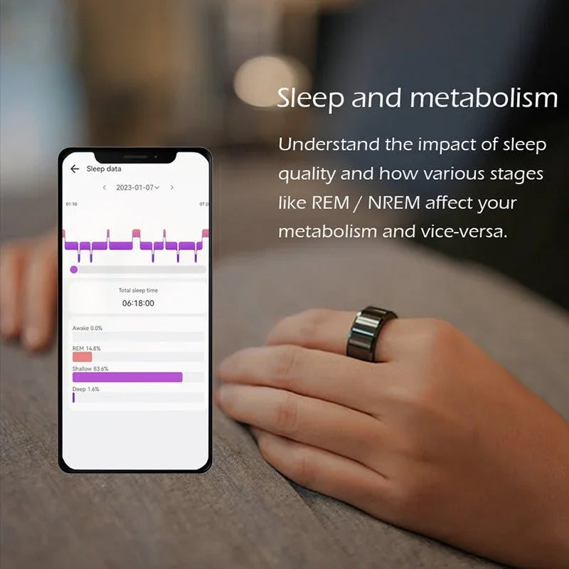 Black Technology Heart Rate, Blood Oxygen, Sleep Monitoring Waterproof Bluetooth Ring - Show Gadgets