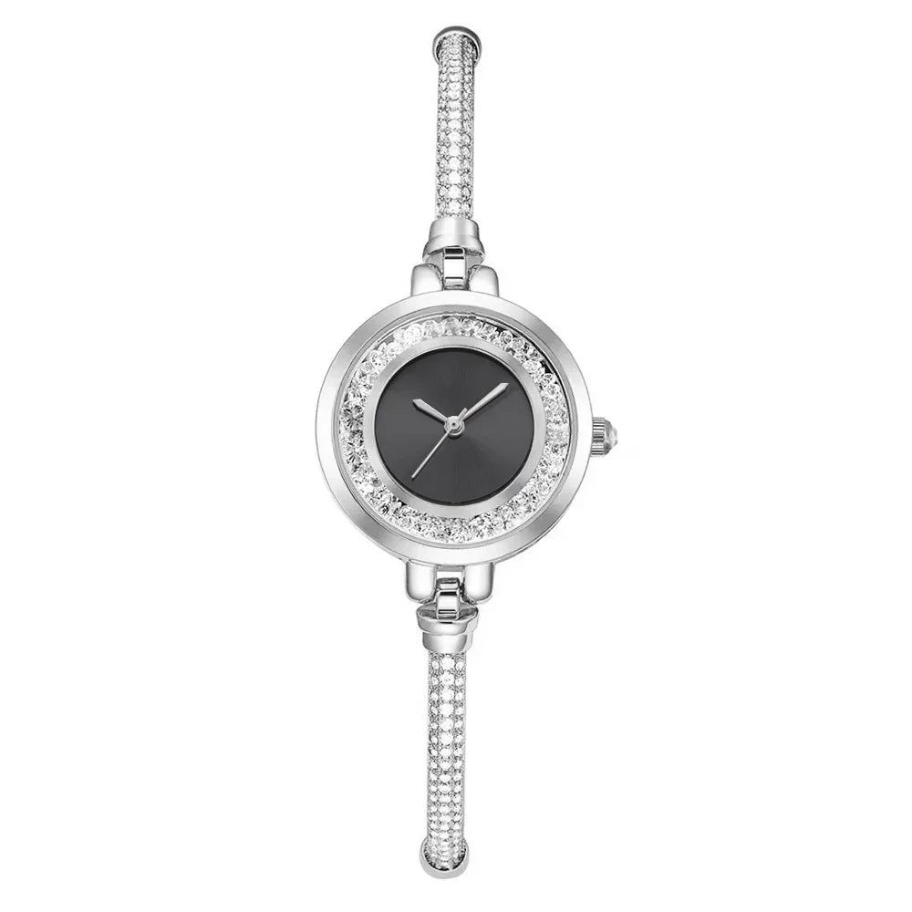 Women's Thin Strap Bracelet Watch Rhinestone Quicksand Small Dial Bracelet Watch Retractable Adjustable Watch - Show Gadgets