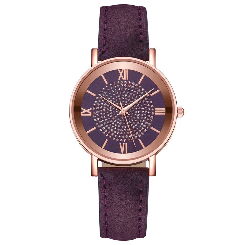 Ladies Fashion Sun Pattern Roman Scale Quartz Watch Watch - Show Gadgets