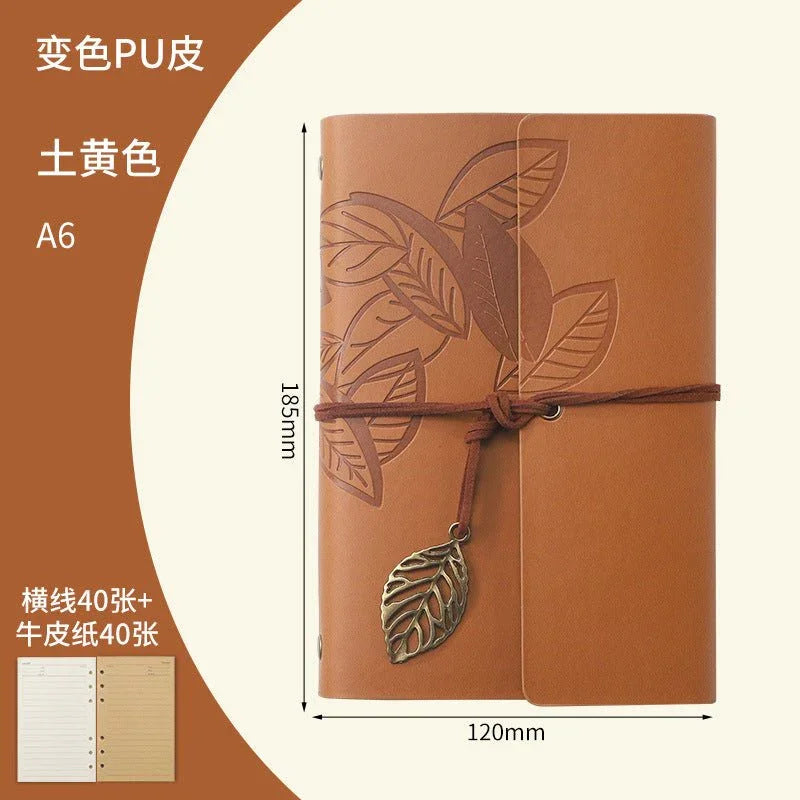 Creative Notebook Stationery One Leaf Zhiqiu Travel Diary Book Loose Leaf Vintage Leaves One Piece - Show Gadgets