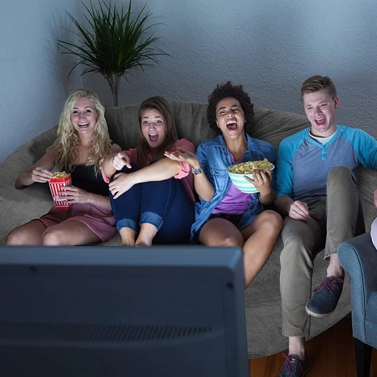 Bean Bag Chair Coverit Was Only A Cover, Not A Full Bean Bag Chair Cushion, Big Round Soft Fluffy PV Velvet Sofa Bed Cover, Living Room Furniture, Lazy Sofa Bed Cover,6ft Light Grey - Show Gadgets