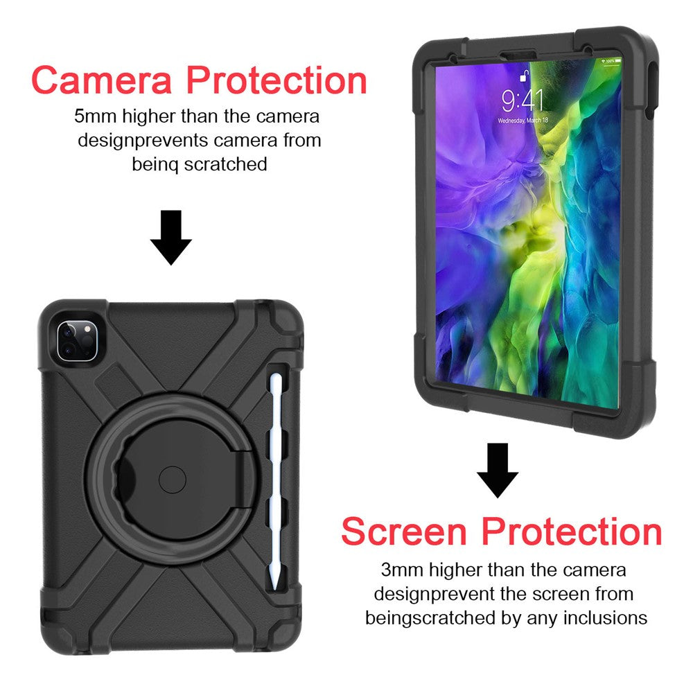 For Apple iPad Air (2020) / Air (2022) / Pro 11-inch (2022) / (2021) / (2020) 360-degree Swivel Kickstand PC + TPU Hybrid Tablet Case