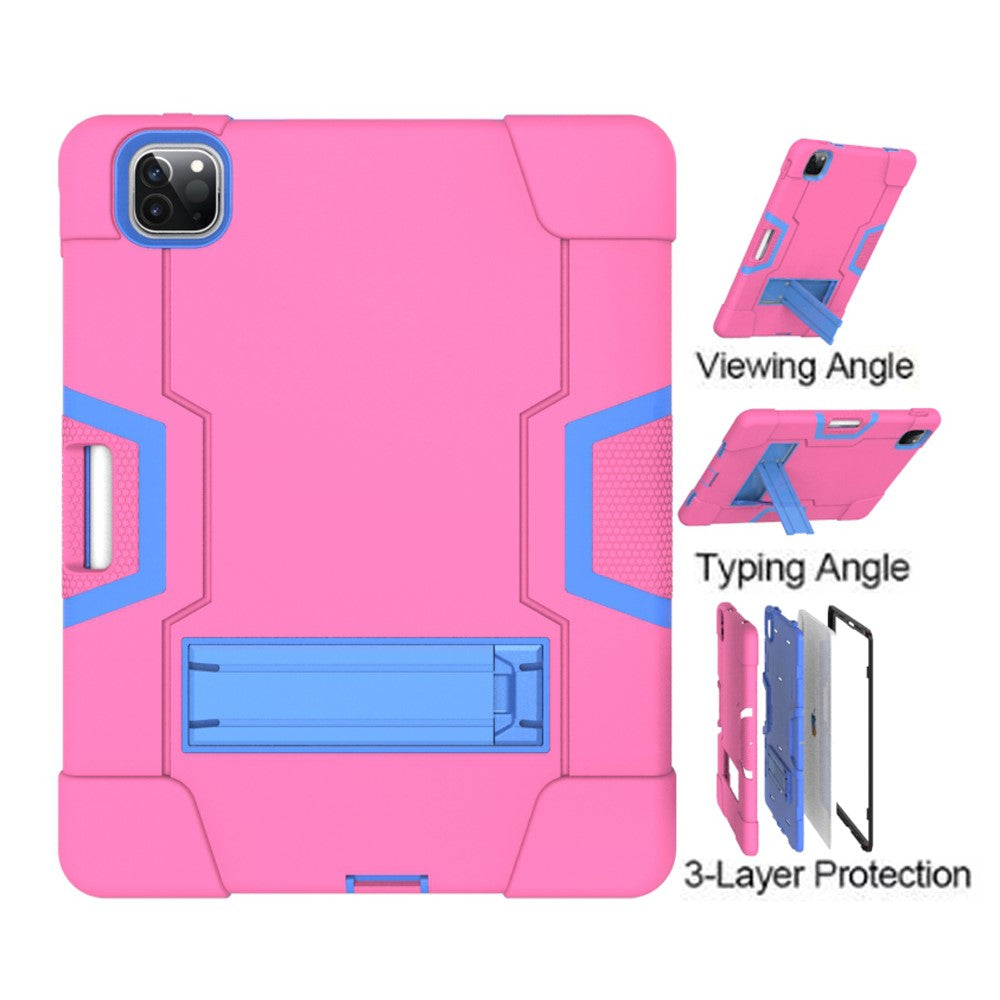 Color Splicing Shock Proof TPU + PC + Silicone Hybrid Case with Kickstand for iPad Pro 12.9 (2022) (2021) (2020)