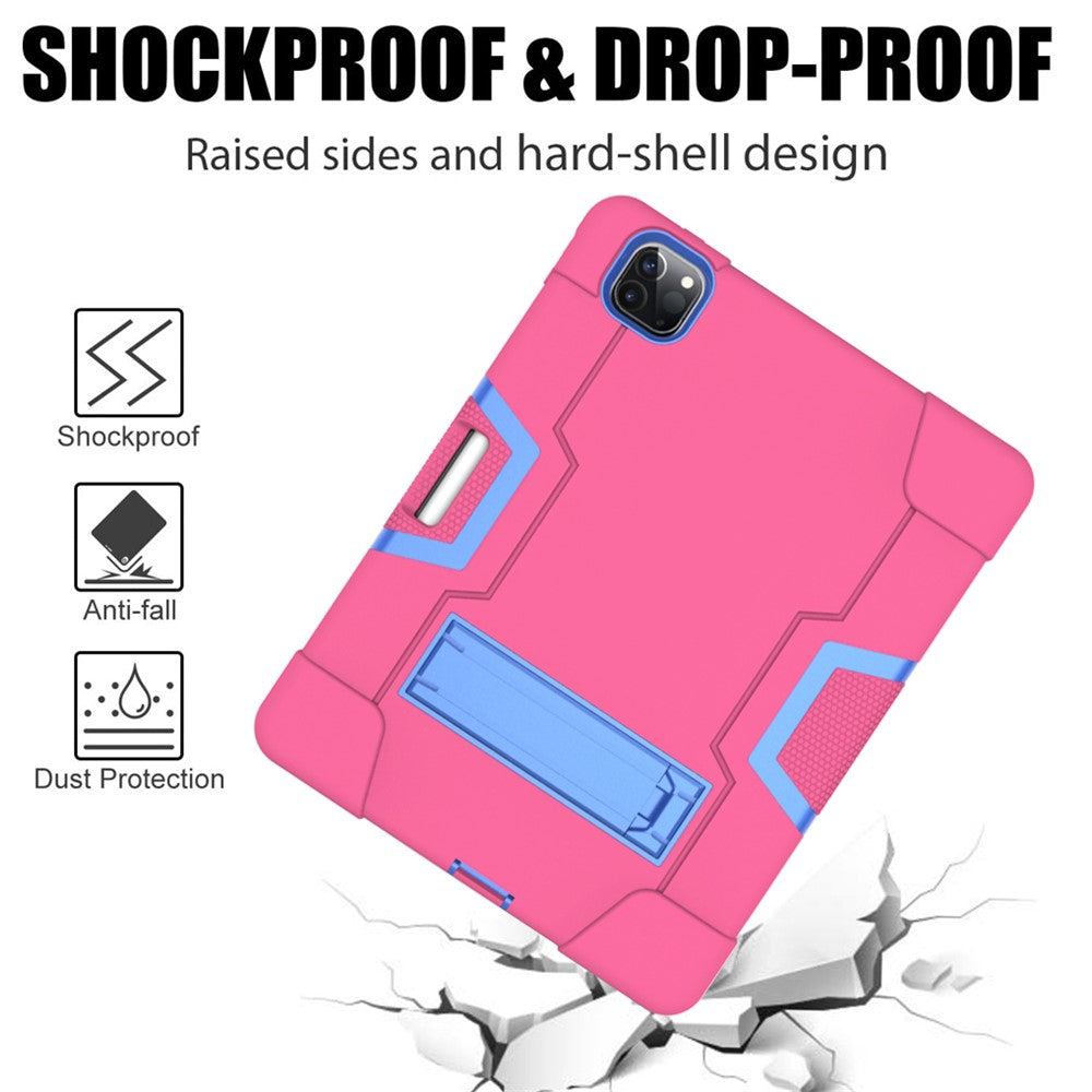 Color Splicing Shock Proof TPU + PC + Silicone Hybrid Case with Kickstand for iPad Pro 12.9 (2022) (2021) (2020)