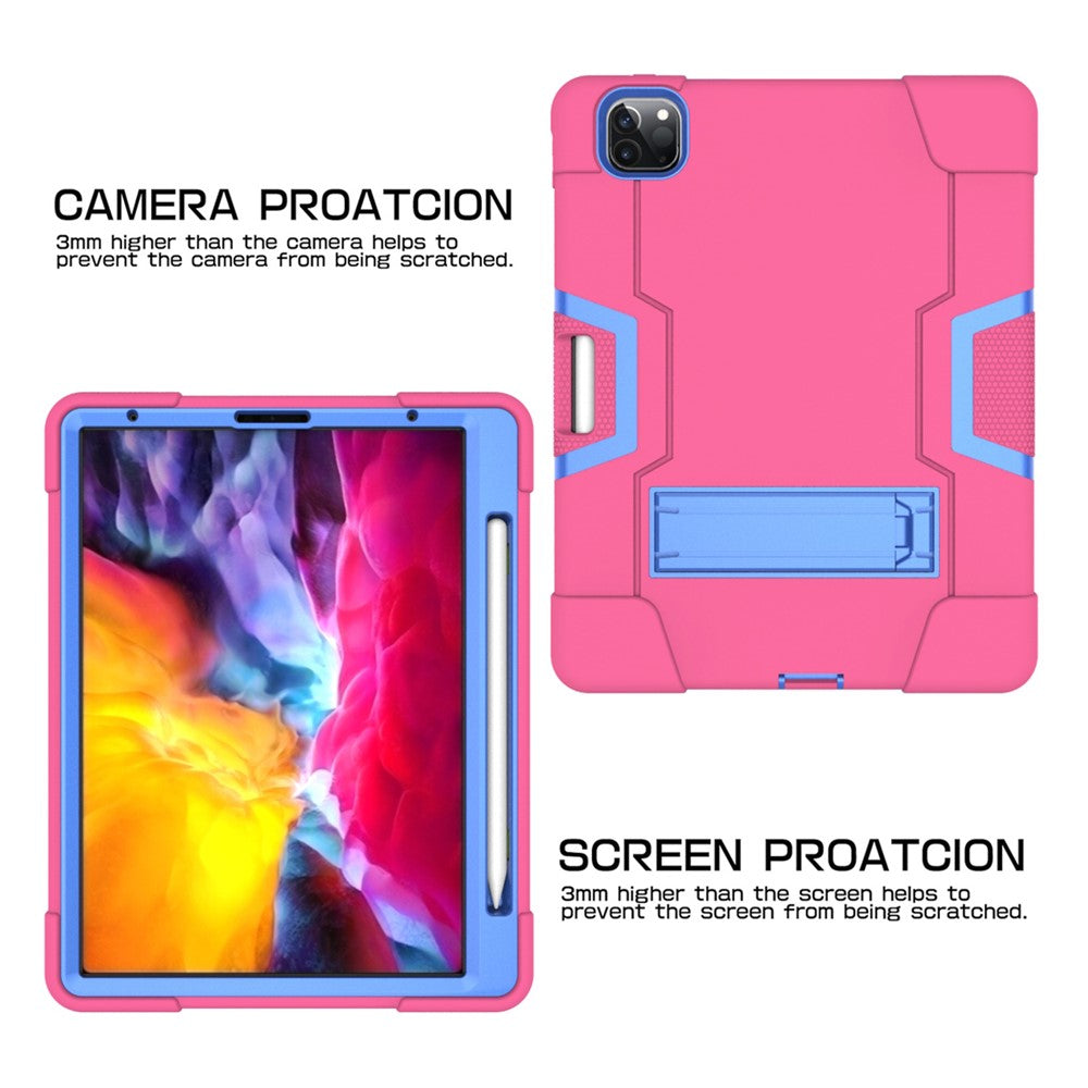 Color Splicing Shock Proof TPU + PC + Silicone Hybrid Case with Kickstand for iPad Pro 12.9 (2022) (2021) (2020)