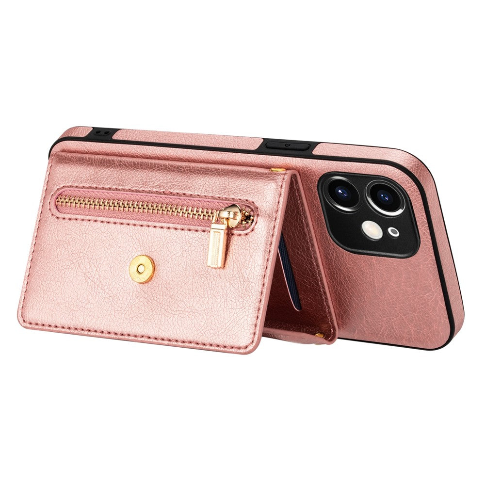 N.BEKUS for iPhone 12 mini 5.4 inch Kickstand Design Wallet Anti-scratch Drop-proof PU Leather + TPU Mobile Phone Case with Long Lanyard