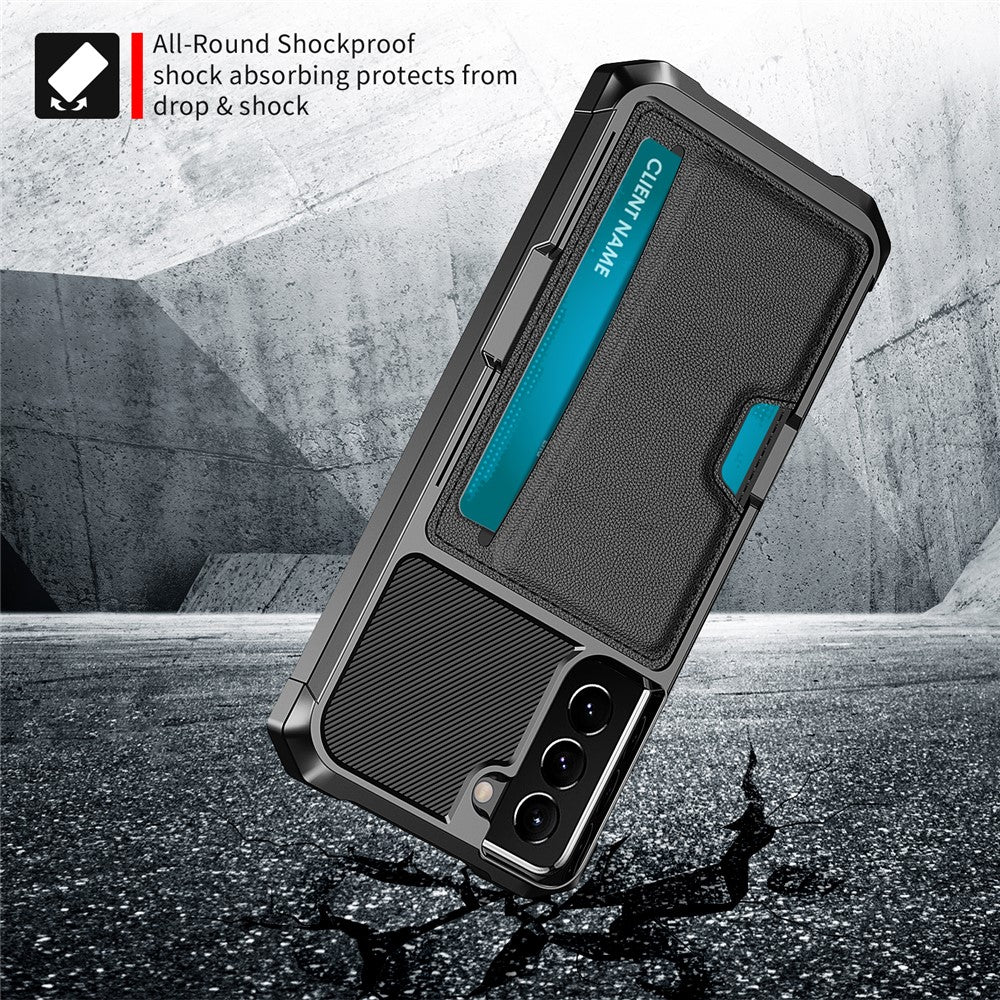 ZM02 Drop-proof Shockproof Card Slot Kickstand PU Leather + TPU Hybrid Case Phone Cover for Samsung Galaxy S22 5G