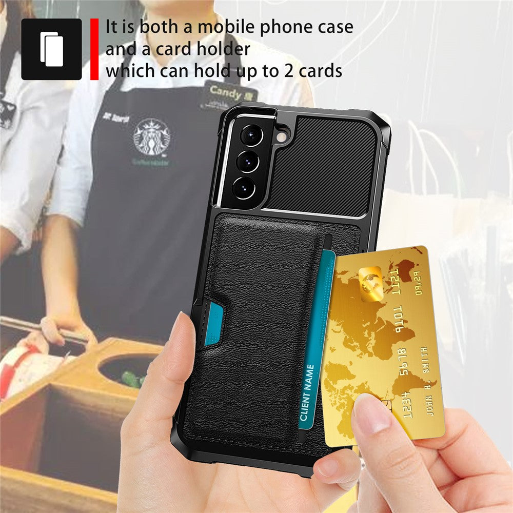 ZM02 Drop-proof Shockproof Card Slot Kickstand PU Leather + TPU Hybrid Case Phone Cover for Samsung Galaxy S22 5G