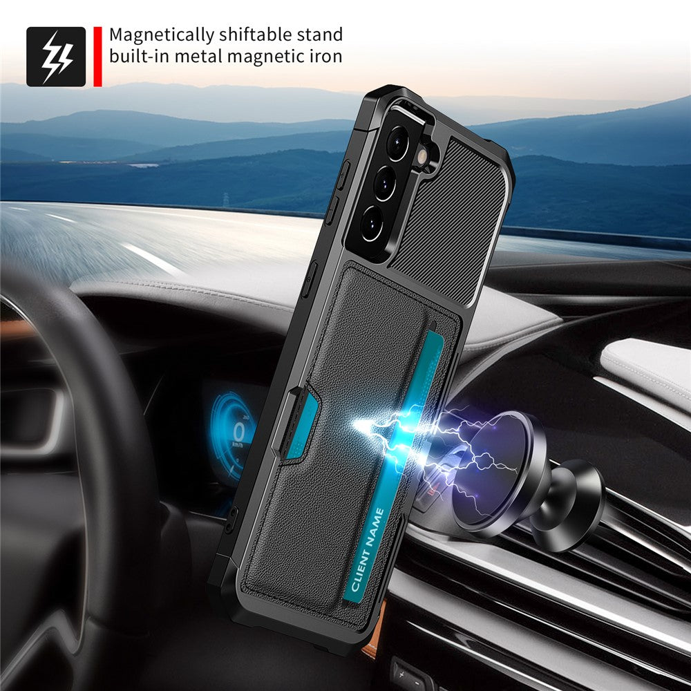 ZM02 Drop-proof Shockproof Card Slot Kickstand PU Leather + TPU Hybrid Case Phone Cover for Samsung Galaxy S22 5G