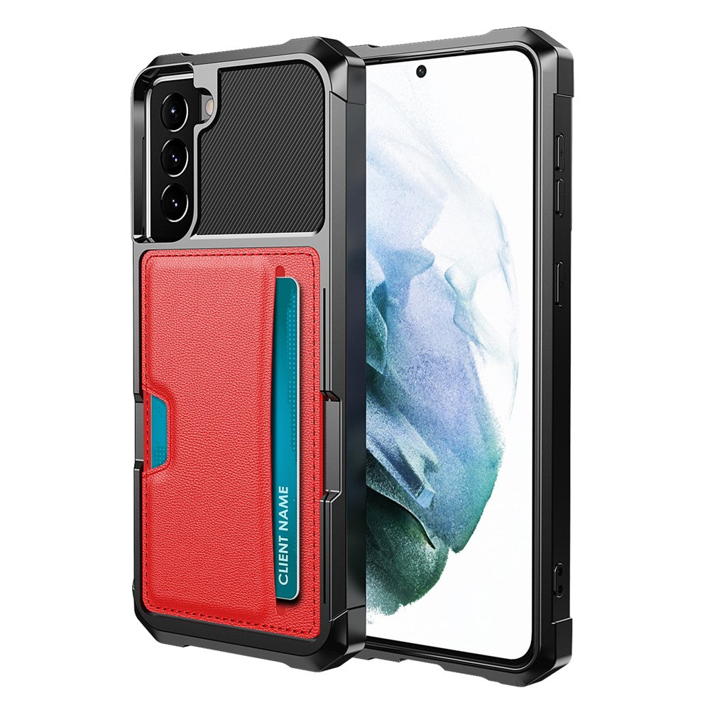 ZM02 Drop-proof Shockproof Card Slot Kickstand PU Leather + TPU Hybrid Case Phone Cover for Samsung Galaxy S22 5G