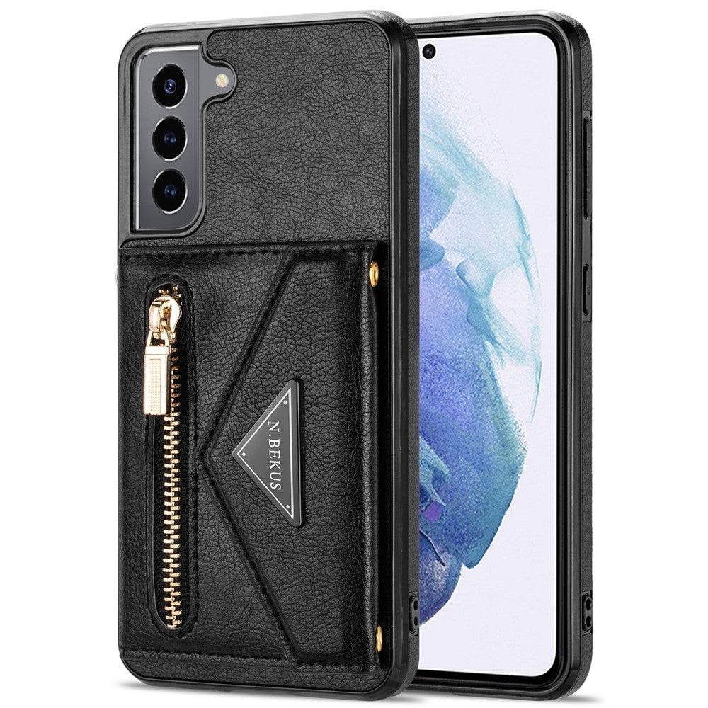 N.BEKUS for Samsung Galaxy S21 4G/5G Kickstand Design Wallet Dual-layer Protection PU Leather + TPU Cell Phone Case