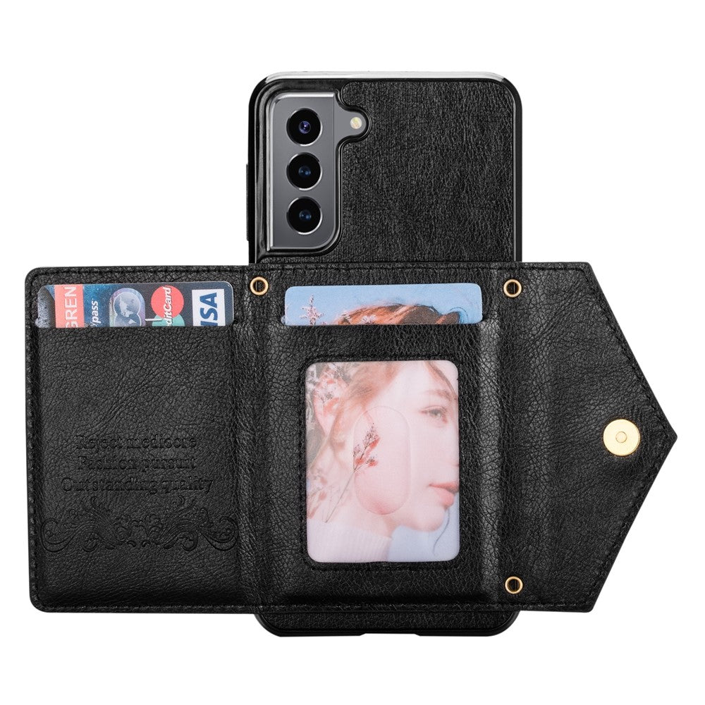 N.BEKUS for Samsung Galaxy S21 4G/5G Kickstand Design Wallet Dual-layer Protection PU Leather + TPU Cell Phone Case
