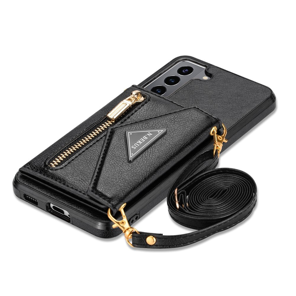 N.BEKUS for Samsung Galaxy S21 4G/5G Kickstand Design Wallet Dual-layer Protection PU Leather + TPU Cell Phone Case