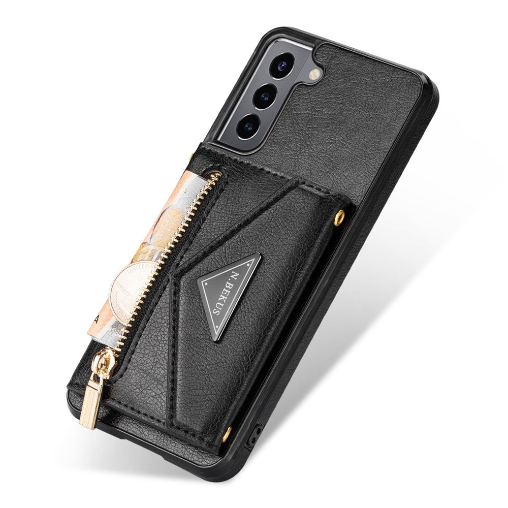 N.BEKUS for Samsung Galaxy S21 4G/5G Kickstand Design Wallet Dual-layer Protection PU Leather + TPU Cell Phone Case