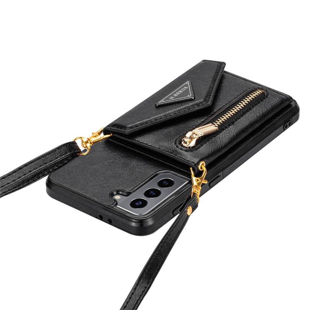 N.BEKUS for Samsung Galaxy S21 4G/5G Kickstand Design Wallet Dual-layer Protection PU Leather + TPU Cell Phone Case