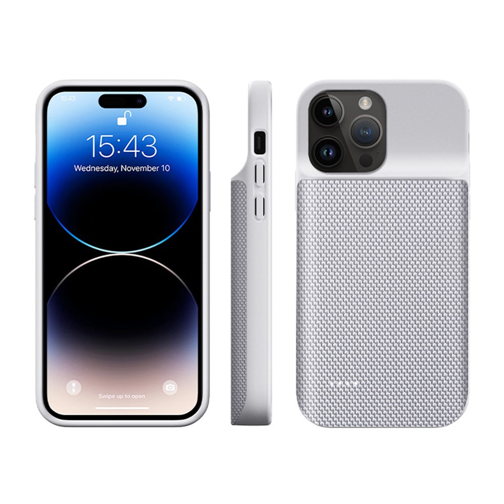 For iPhone 14 Pro Max 6800mAh Rechargeable Extended Battery Oxford Cloth Surface Phone Charger Back Case