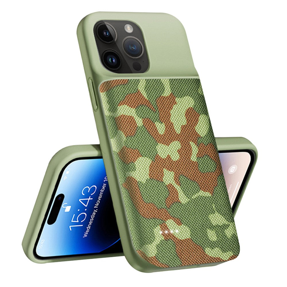For iPhone 14 Pro Max 6800mAh Rechargeable Extended Battery Oxford Cloth Surface Phone Charger Back Case