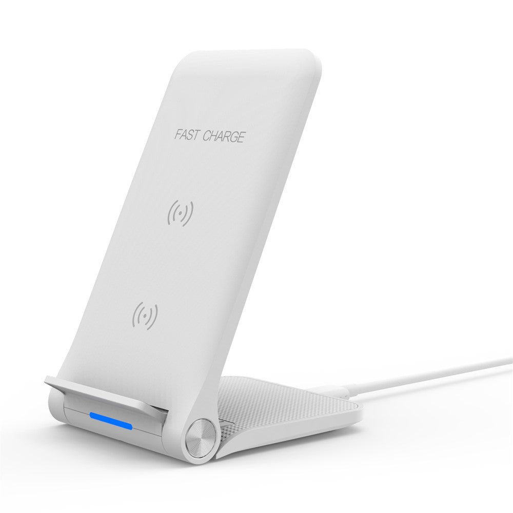 10W 2 Coils Qi Wireless Charger Folding Fast Wireless Charging Stand for iPhone Samsung etc.