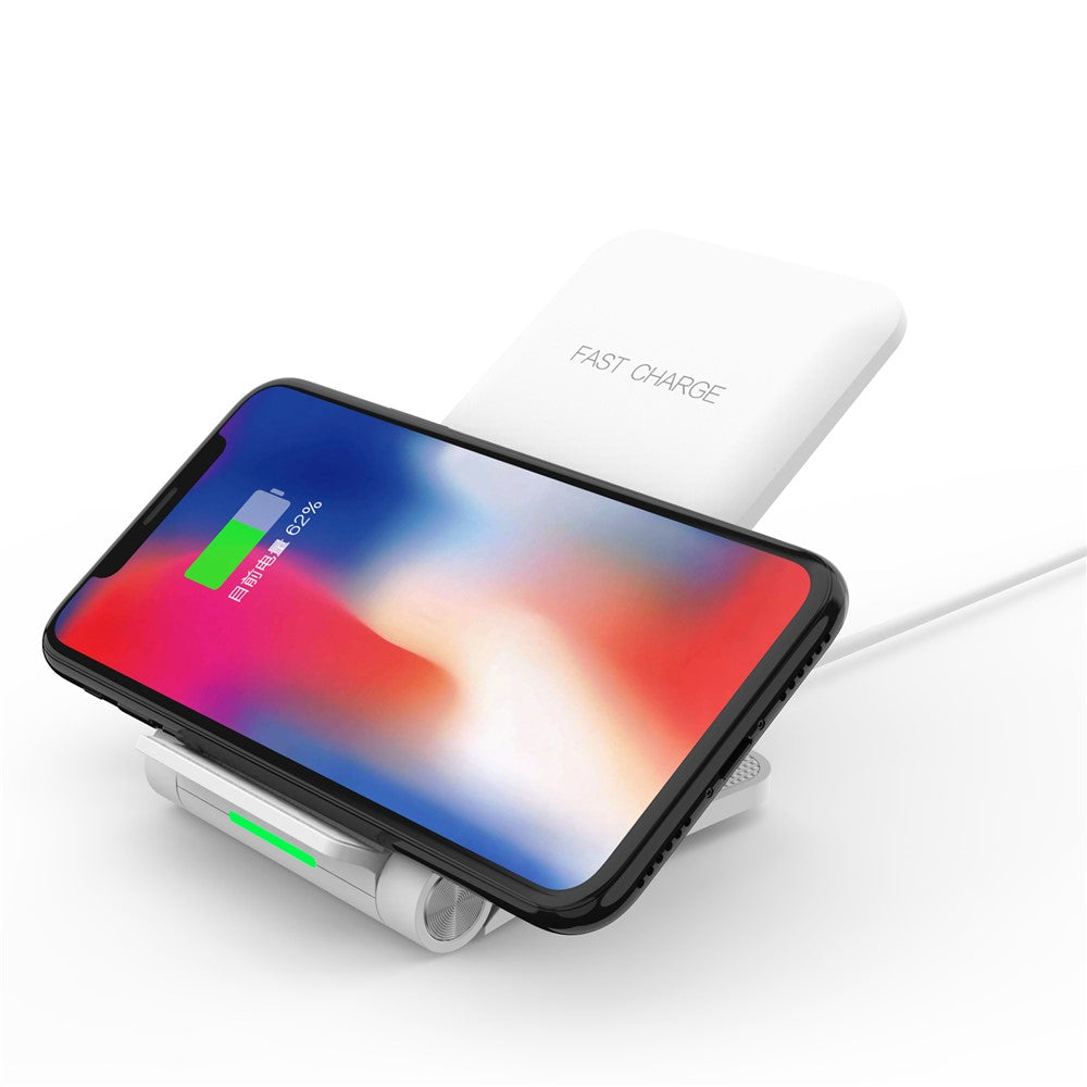 10W 2 Coils Qi Wireless Charger Folding Fast Wireless Charging Stand for iPhone Samsung etc.