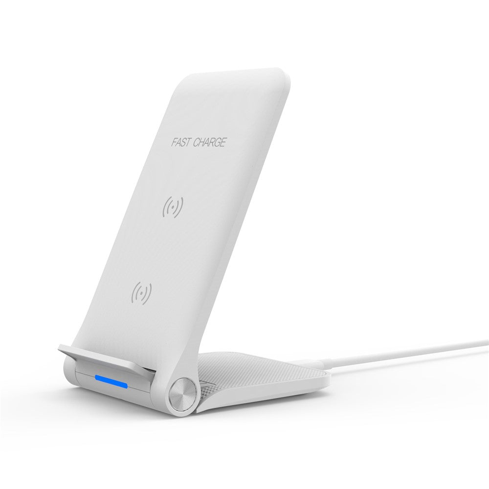 10W 2 Coils Qi Wireless Charger Folding Fast Wireless Charging Stand for iPhone Samsung etc.