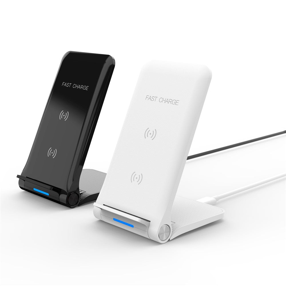 10W 2 Coils Qi Wireless Charger Folding Fast Wireless Charging Stand for iPhone Samsung etc.