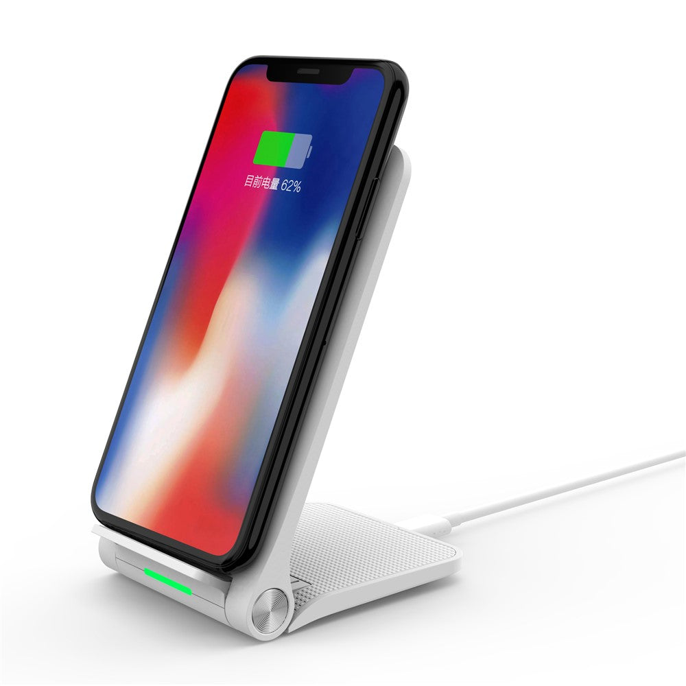 10W 2 Coils Qi Wireless Charger Folding Fast Wireless Charging Stand for iPhone Samsung etc.